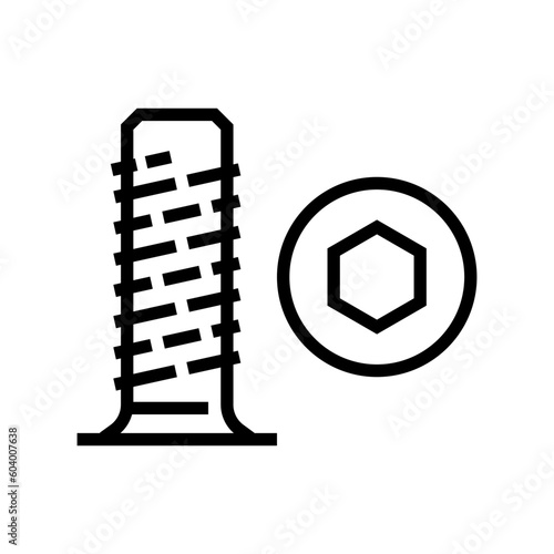 nut furniture hardware fitting line icon vector. nut furniture hardware fitting sign. isolated contour symbol black illustration