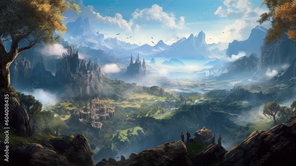 Depict a diverse range of landscape that surround the Lost Chronicle Depict a diverse range of landscape that surround the Lost Chronicle