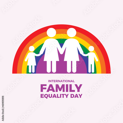 International Family Equality Day vector illustration. Abstract LGBT family holding hands vector. Two mothers and children design element. Important day