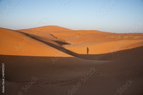 Walking in desert sand dunes, Wahiba Sands, Ash Sharqiyah, Oman