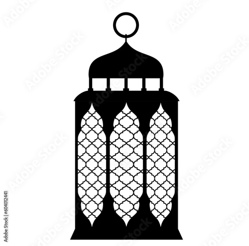 Islamic lantern silhouette flat logo vector illustration. Ramadan logo. Black lantern for Ramadan, illustration of monochrome frame lantern