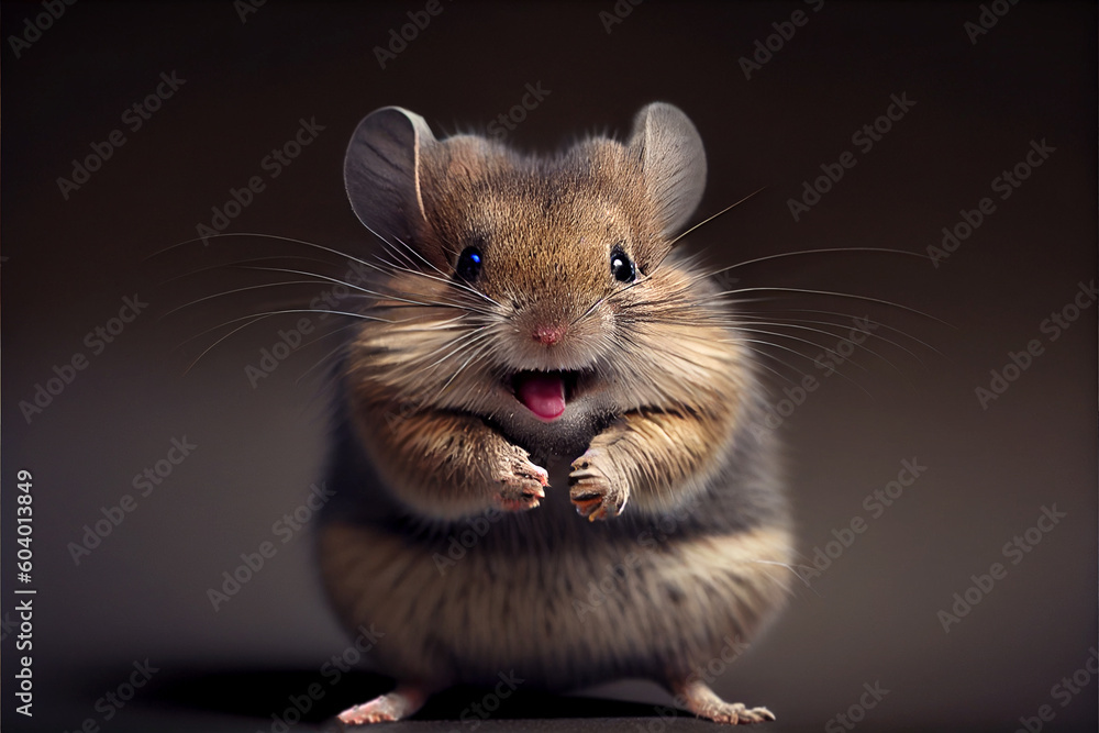 A delightful and charming portrait of a funny mouse with a big smile, showcasing its playful and mischievous personality in a whimsical and endearing way, generative ai A delightful and charming portrait of a funny mouse with a big smile, showcasing its playful and mischievous personality in a whimsical and endearing way, generative ai