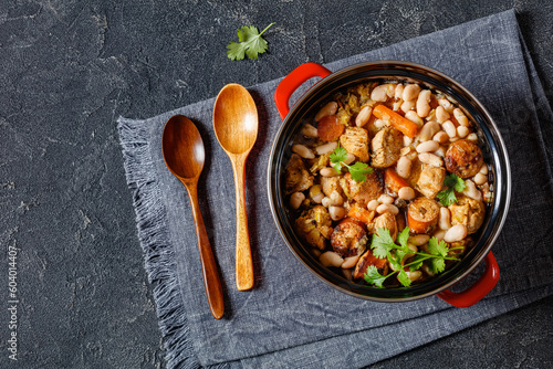 french cassoulet of chicken, sausages, white beans