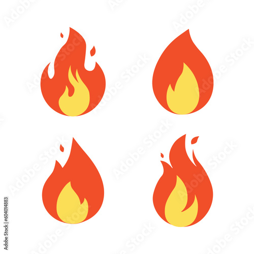 fire flame burn symbol set