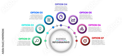 Business concept with infographic design 7 options.