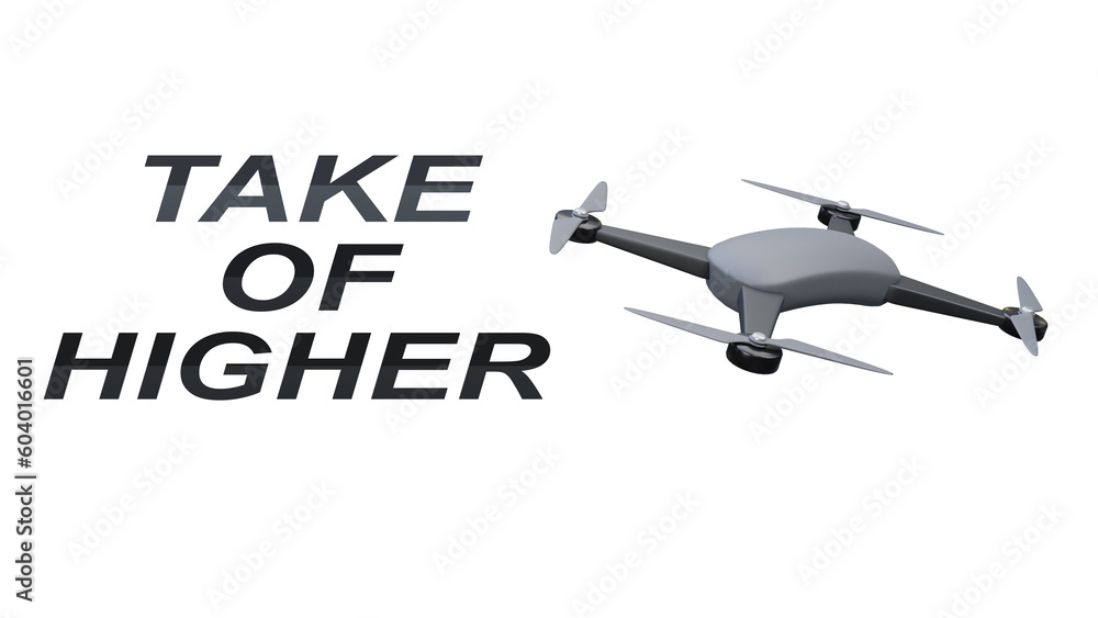 3d render Realistic vector drone with a take of higher line on a white background illustration 3d render Realistic vector drone with a take of higher line on a white background illustration