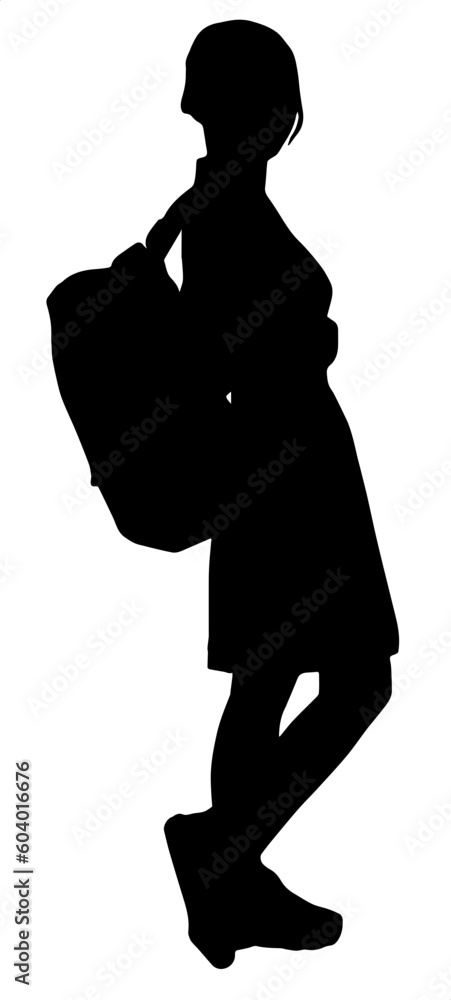 silhouette of a child with a bag go to school