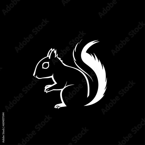 Squirrel - Black and White Isolated Icon - Vector illustration
