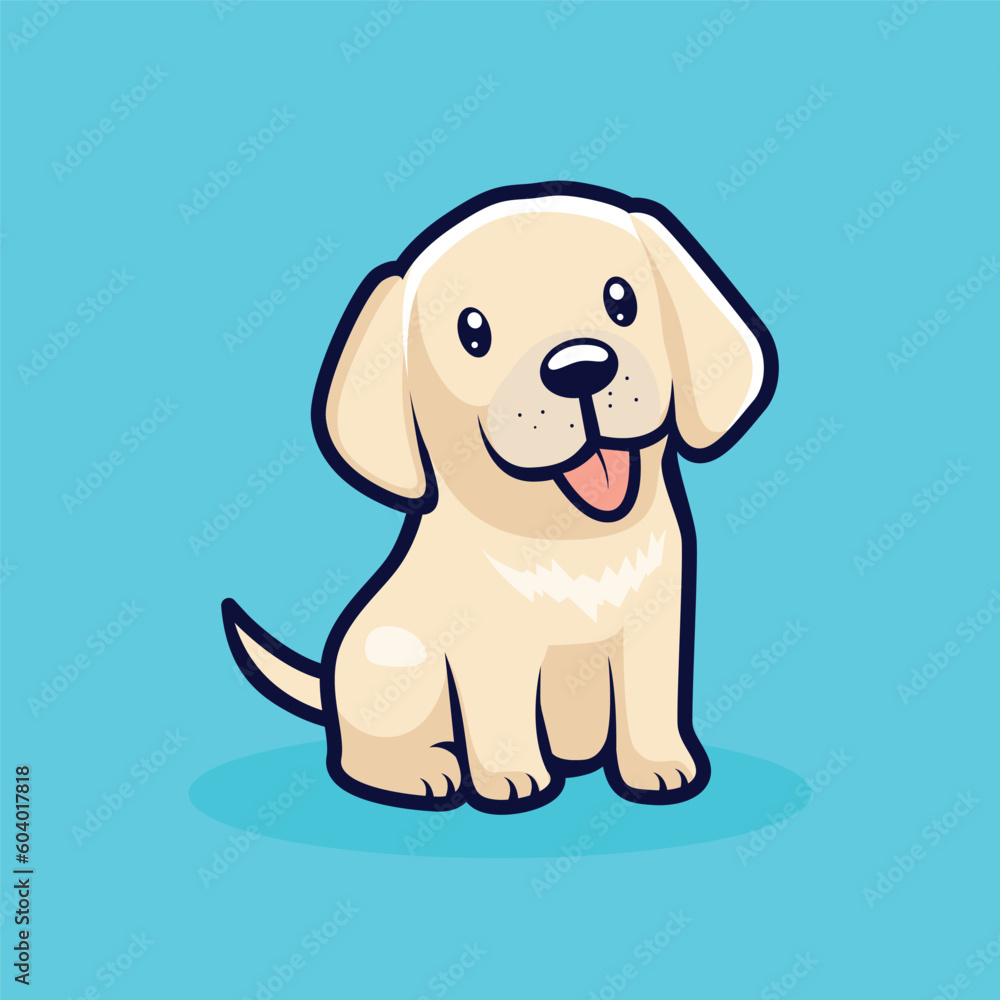 Adorable childish Labrador dog cartoon character vector illustration for kid's book illustration. Dog flat style sticker design. Animal character icon, logo, mascot. Adorable childish Labrador dog cartoon character vector illustration for kid's book illustration. Dog flat style sticker design. Animal character icon, logo, mascot.