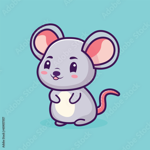 Cute little Rat cartoon vector illustration for comic and kids book illustration. Adorable Happy mouse character clip art. Rat mascot logo. 