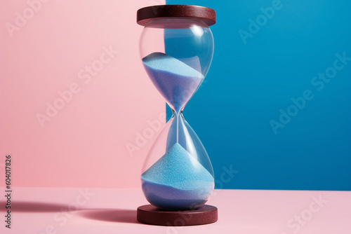 A pink and blue hourglass