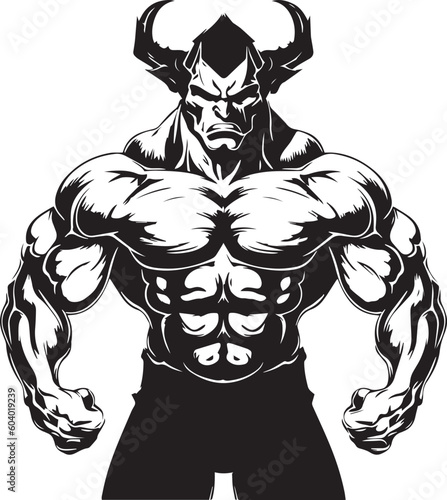 Bodybuilder devil man, strong devil man, Fitness devil man, Fitness club and gym design. Silhouette of a sports man, Vector illustration, SVG	