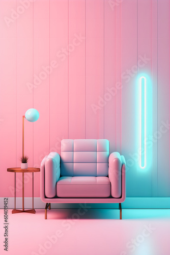 Neon Pastel Interior  Creative Advertisement Concept for Social Media and Sale Promotion