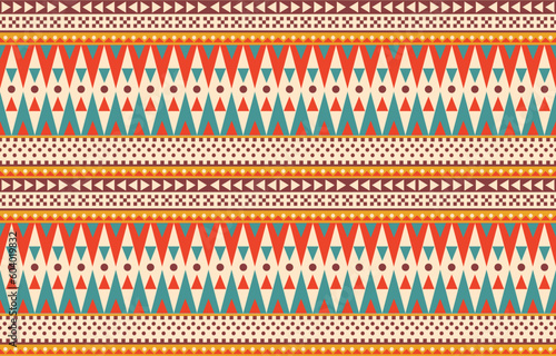 Ethnic abstract ikat art. Aztec ornament print. geometric ethnic pattern seamless  color oriental.  Design for background ,curtain, carpet, wallpaper, clothing, wrapping, Batik, vector illustration.