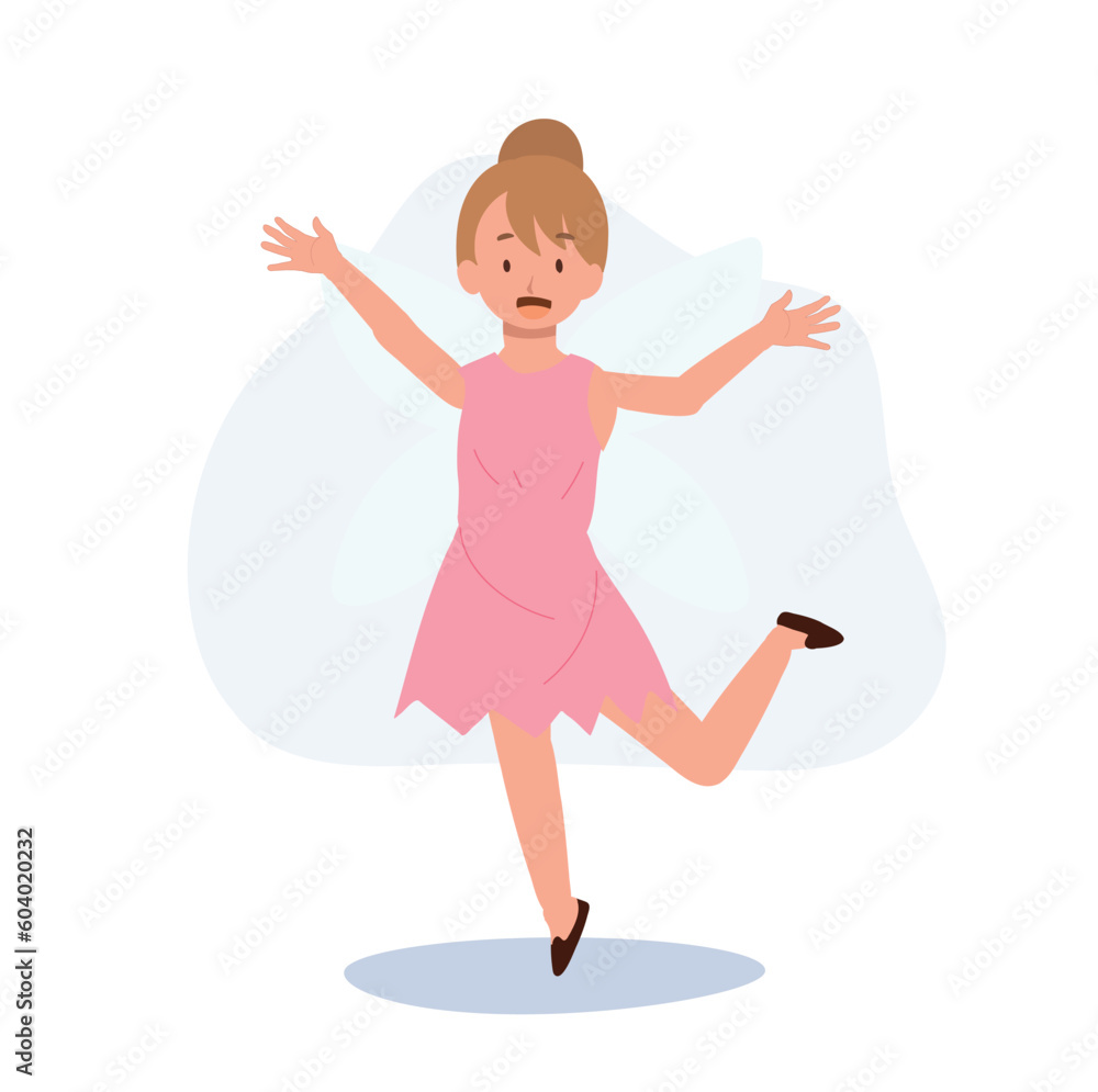 Little girl in Halloween fairy dress costume.Trick or treat. Flat vector cartoon character illustration. Little girl in Halloween fairy dress costume.Trick or treat. Flat vector cartoon character illustration.