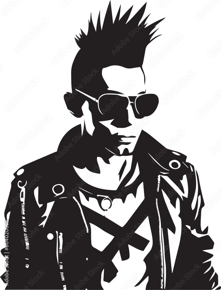 Obraz na plátně Punk head, Punk rock vector Illustration, SVG