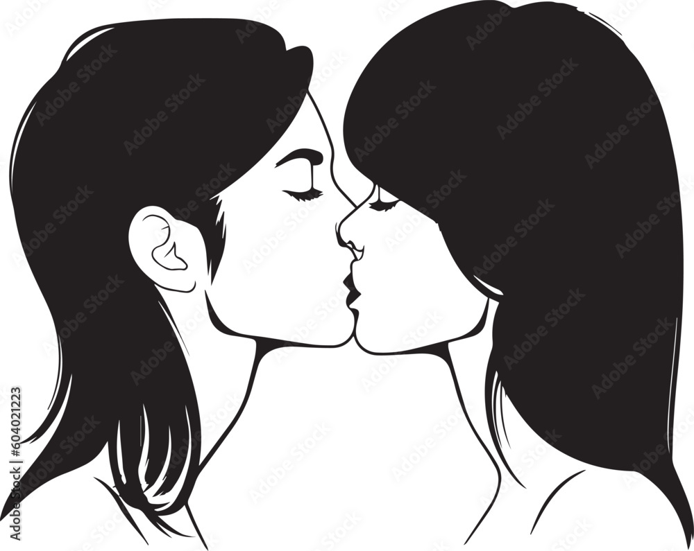 Girl kiss girl vector Illustration, SVG Girl kiss girl vector Illustration, SVG