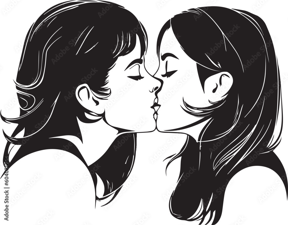 Girl kiss girl vector Illustration, SVG Girl kiss girl vector Illustration, SVG