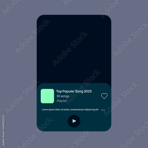 Vector Illustration music player interface in dark mode