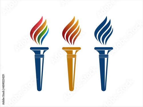 Torch fire flame icon set vector logo illustration 