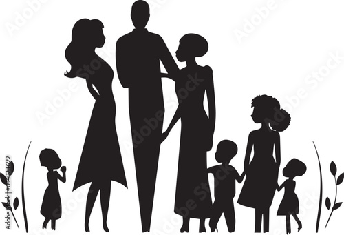 Happy family silhouette vector illustration, SVG