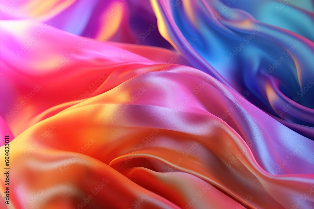 Obraz premium abstract digital background with close-up view of a multicolored silk surface, ai tools generated image