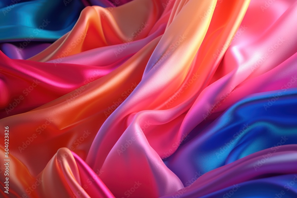 Fototapeta premium abstract digital background with close-up view of a multicolored silk surface, ai tools generated image