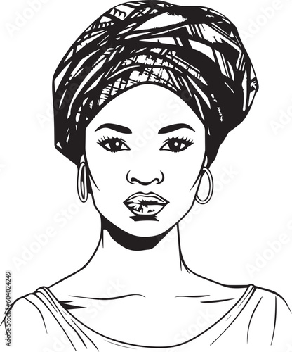 African woman head vector illustration, SVG