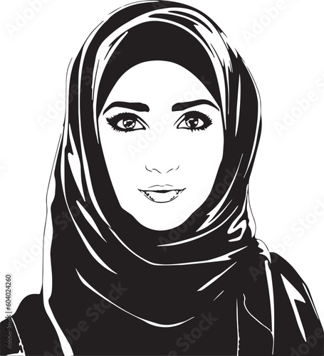 Arab woman in hijab vector Illustration, SVG