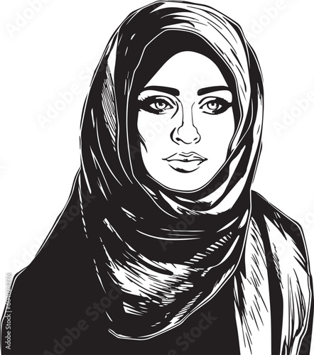 Arab woman in hijab vector Illustration, SVG