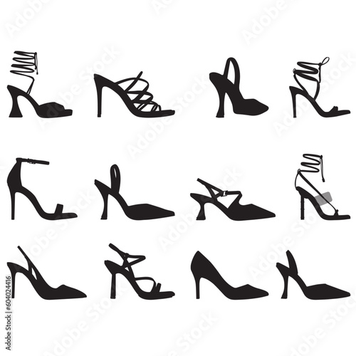 high heel vector silhouette, Shoes silhouette, High Heels Bundle silhouette, Vectors & Illustrations, fashion, style
