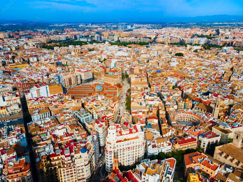 Obraz premium Valencia city aerial panoramic view in Spain