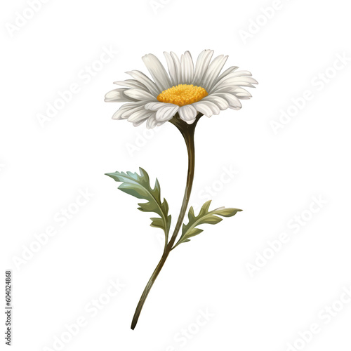 Margerite mit Stamm und Blätter, transparenter Hintergrund