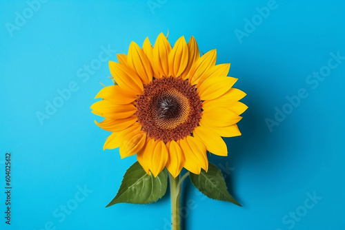 sunflower on blue background