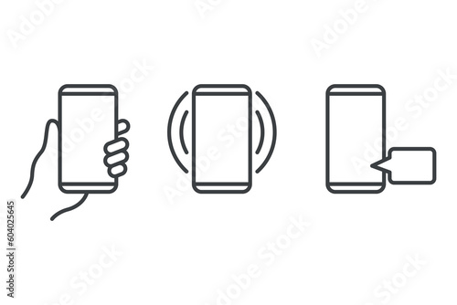Mobile phone line icon Smartphone with white screen vector eps10.