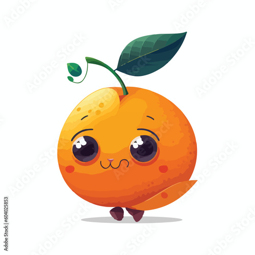 vector cute mandarin orange cartoon style