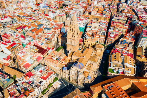 Saint Mary Cathedral aerial panoramic view in Murcia