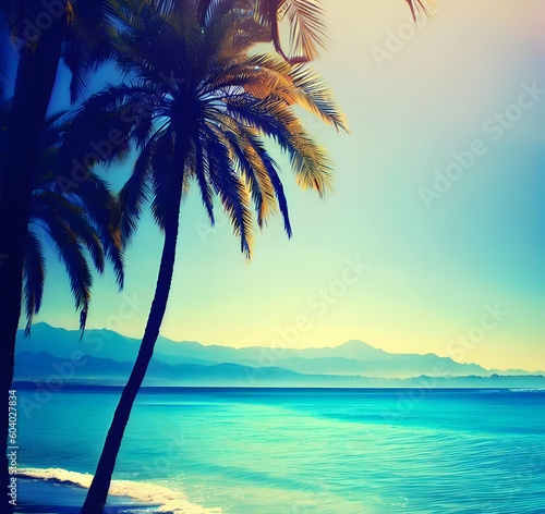 Palm trees on the beach © Vikobard