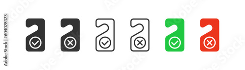 Do not disturb icon on light background. Free entry symbol. Rest, private, quiet, room service, cleaning. Outline, flat and colored style. Flat design. Vector illustration.
