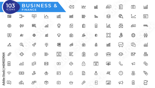 Vector business and finance editable stroke line icon set with money, bank, check, law, auction, exchance, payment, wallet, deposit, piggy, calculator, web and more isolated outline thin symbol