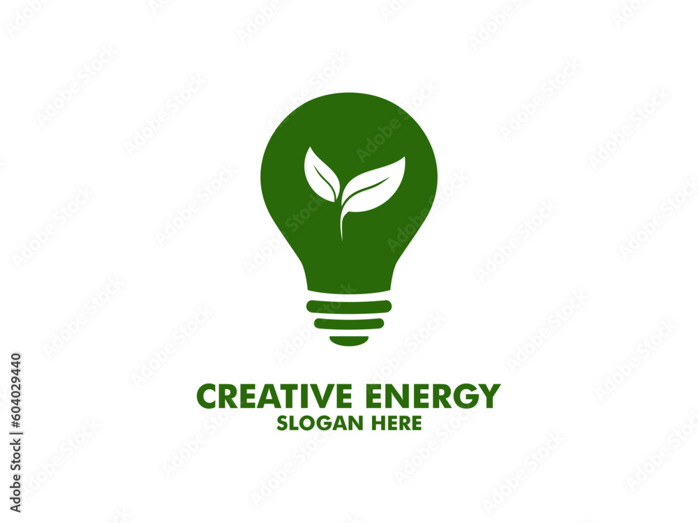 Creative Green energy icon with light bulb, Green concept. Safe idea. Eco concept Creative Green energy icon with light bulb, Green concept. Safe idea. Eco concept
