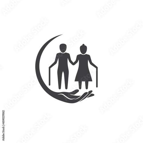 illustration of elder care, vector art.