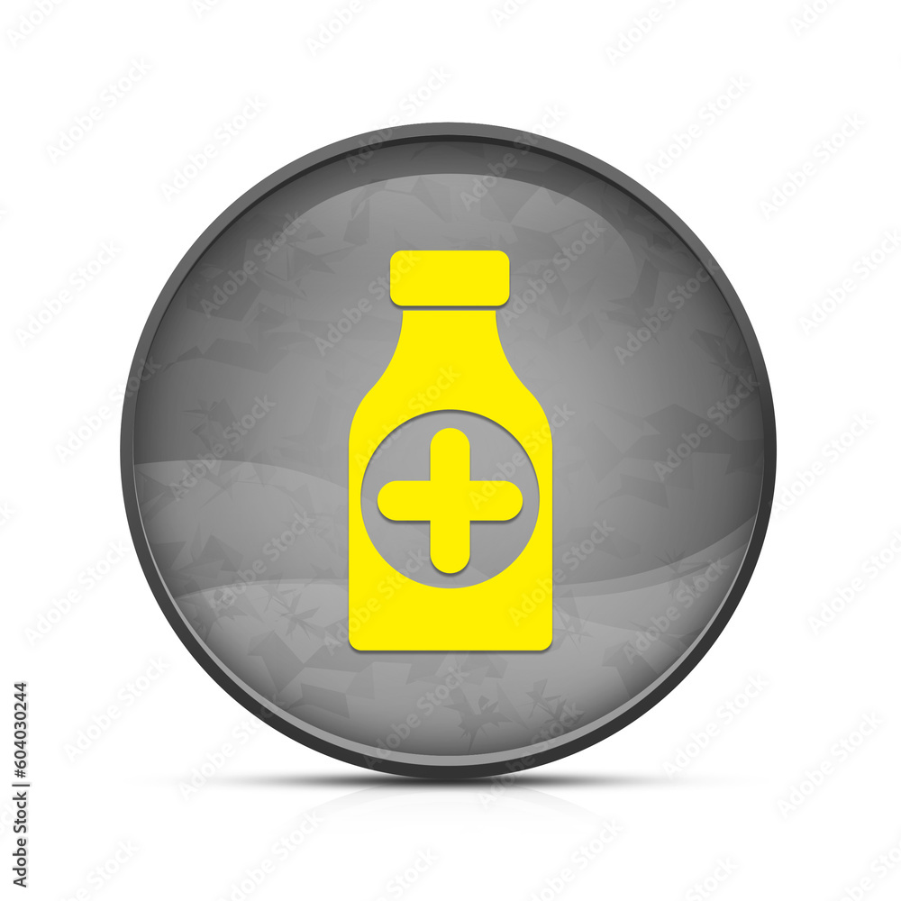 Pills bottle icon on classy splash black round button illustration Pills bottle icon on classy splash black round button illustration