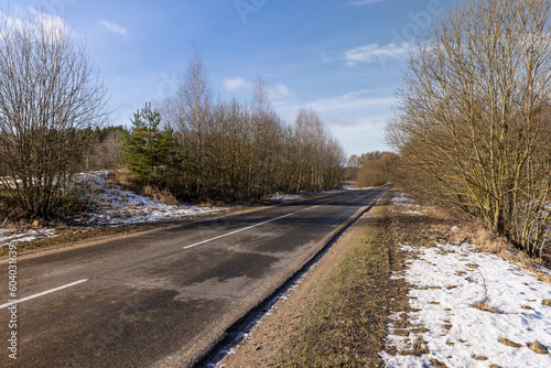 dangerous road for cars in the winter cold season