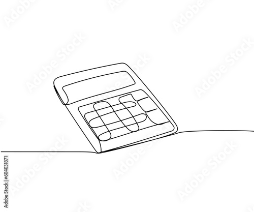 Calculator, count, bookkeeping one line art. Continuous line drawing of bank, money, finance, financial, payment, data, savings, economic, wealth, credit