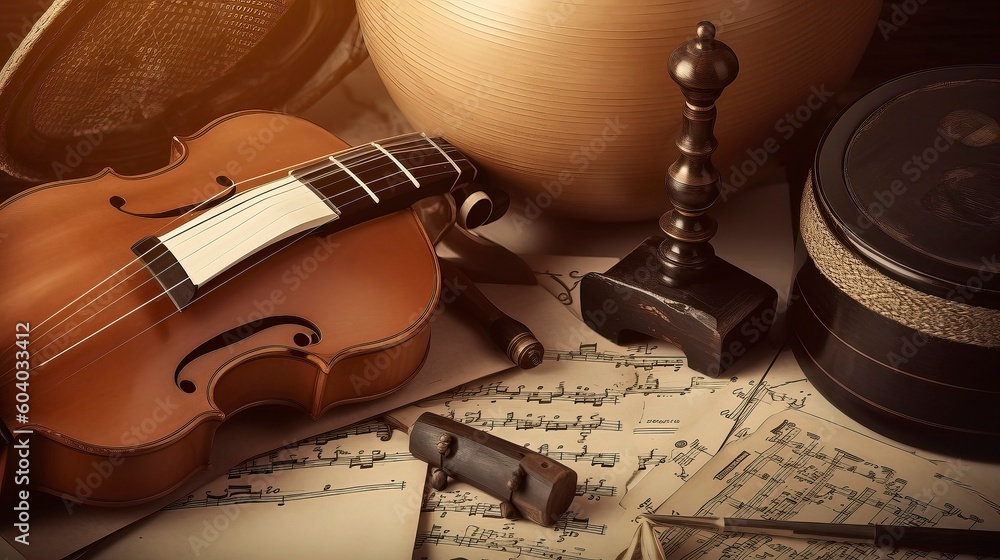Fototapeta premium An illustration of instruments for world music day. Generative AI