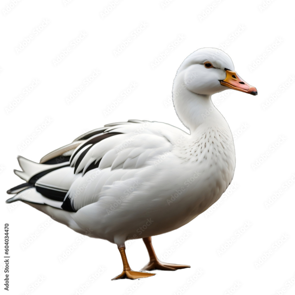 Beautiful white duck, isolated, transparent background, no background. PNG. Generative AI. Beautiful white duck, isolated, transparent background, no background. PNG. Generative AI.