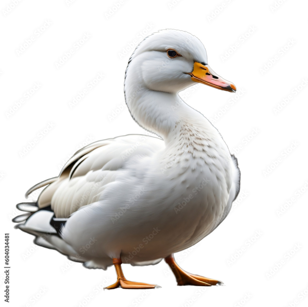 Obraz premium Beautiful white duck, isolated, transparent background, no background. PNG. Generative AI.