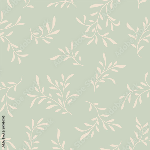 Abstract floral pattern. Branch with leaves ornamental texture. Flourish nature summer garden textured floral background