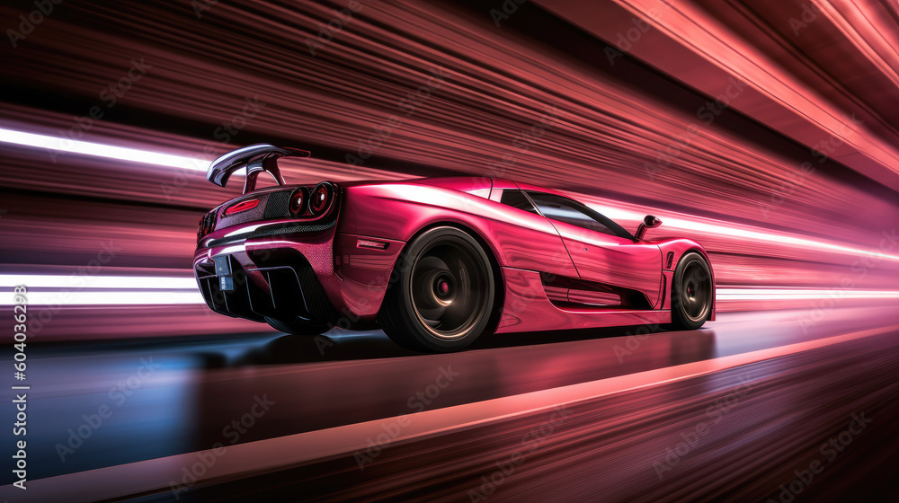 Res hypercar moves at high speed in a tunnel Generative AI